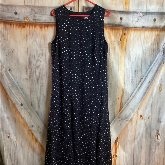 Jessica London Vintage Sleeveless Lined Zip Back Polka Dot Maxi Dress - Picture 1 of 7